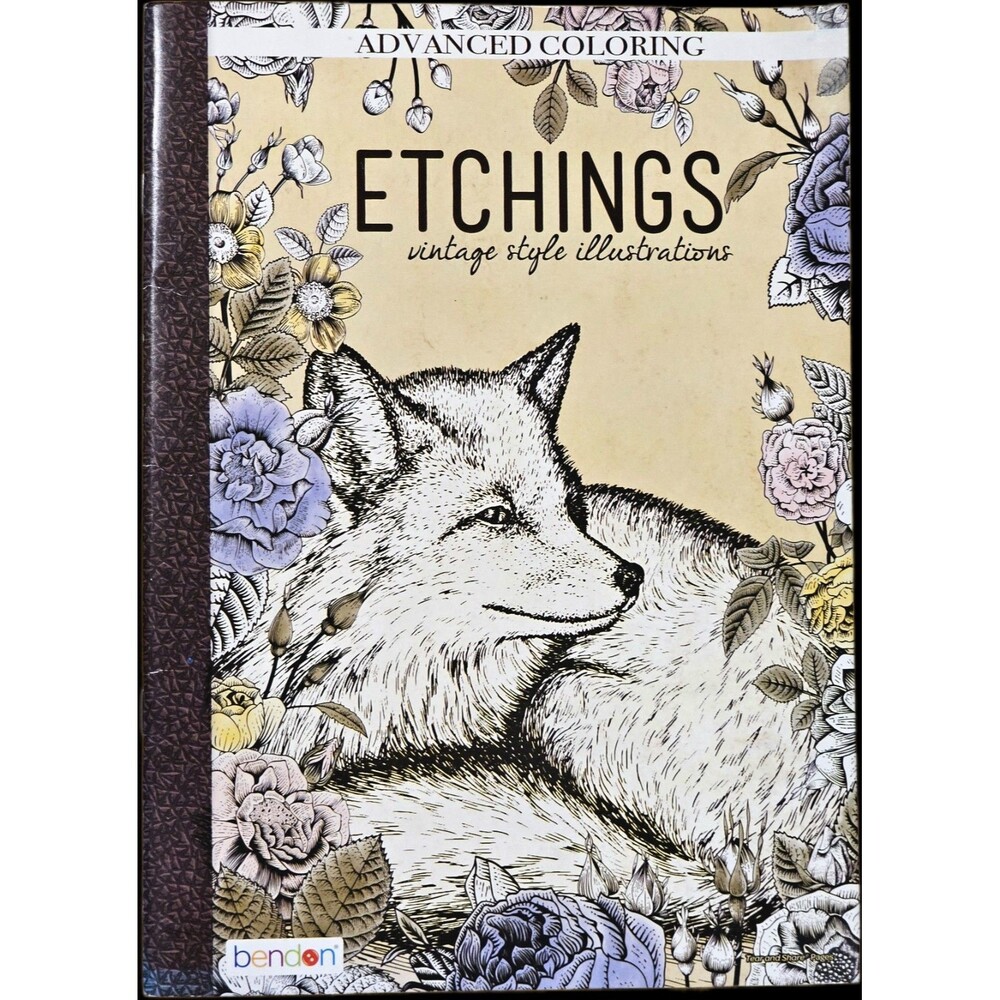 ETCHINGS Vintage Style Illustrations Advanced Coloring Book